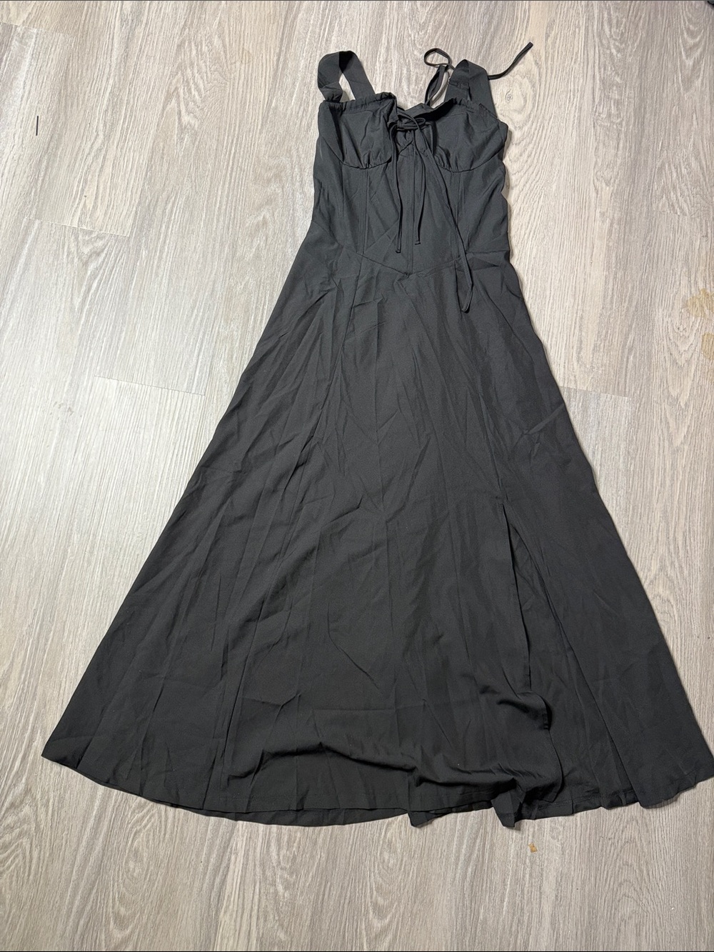 Classic Black Maxi Dress with Tie-Strap Detail